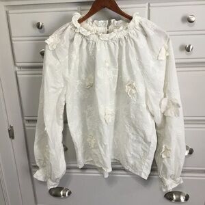 Jennifer & Grace Long Sleeve Embroidered Cottage Shabby Chic Boho Top M